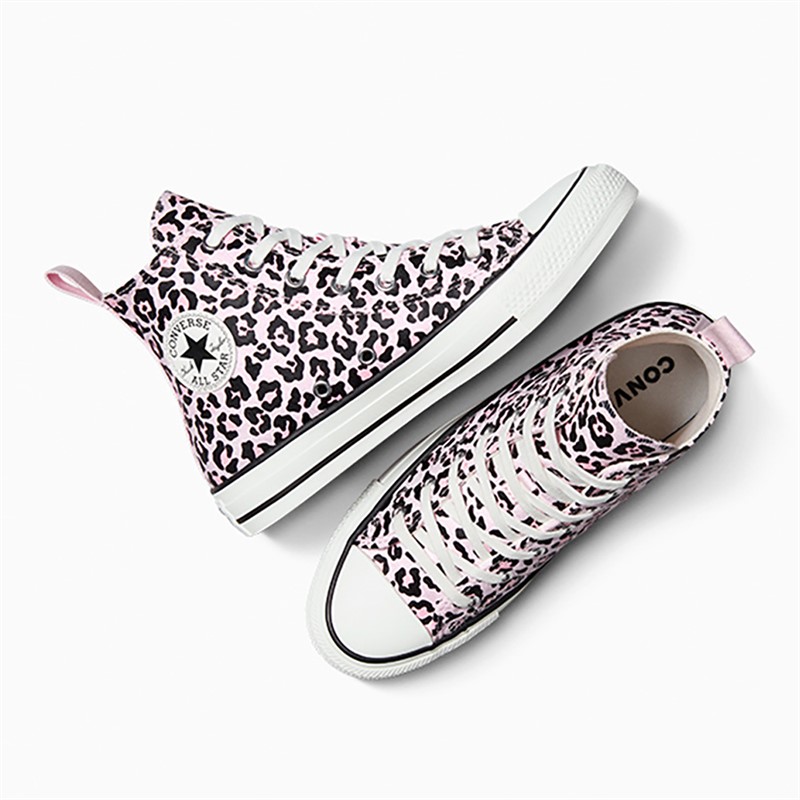Converse Junior Girls Chuck Taylor All Star Hi Leopard Trainers Sugar Berry/Egret/Sugar Berry