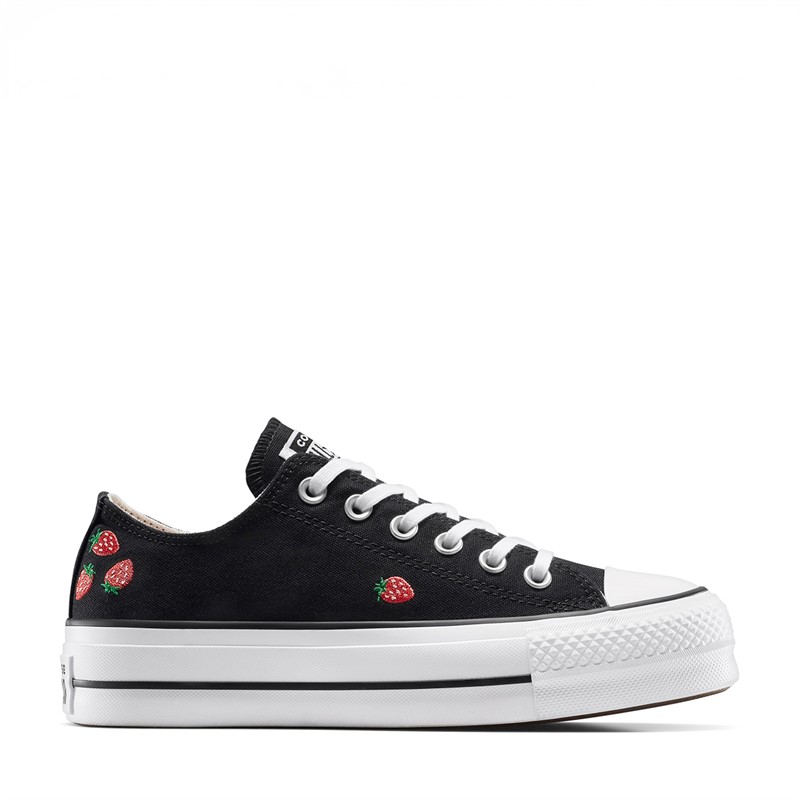 Converse Womens Chuck Taylor All Star Lift Platform Ox Trainers Black/Soft Red/White - Size 5.5