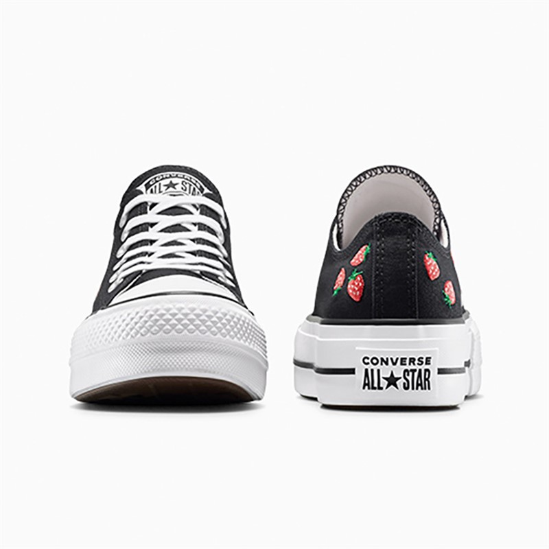 Converse Womens Chuck Taylor All Star Lift Platform Ox Trainers Black/Soft Red/White