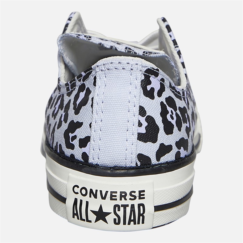 Converse Junior Girls Chuck Taylor All Star Ox Leopard Trainers Blueberry Ice/Egret/Black