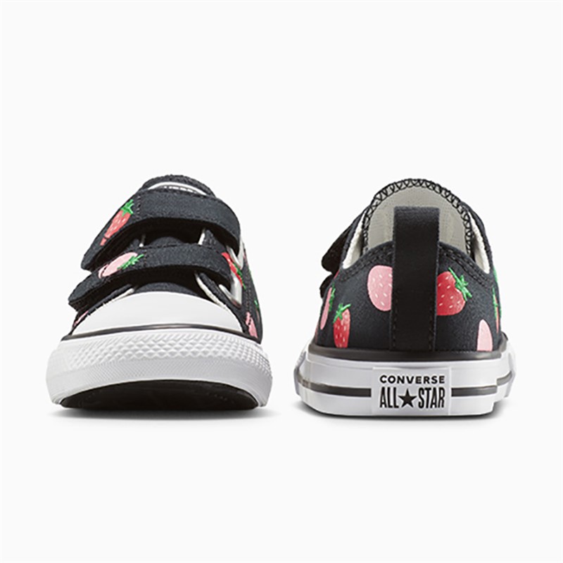 Converse Infant Girls Chuck Taylor All Star Ox Strawberries Easy On Trainers Black/Soft Red/Watermelon Pink