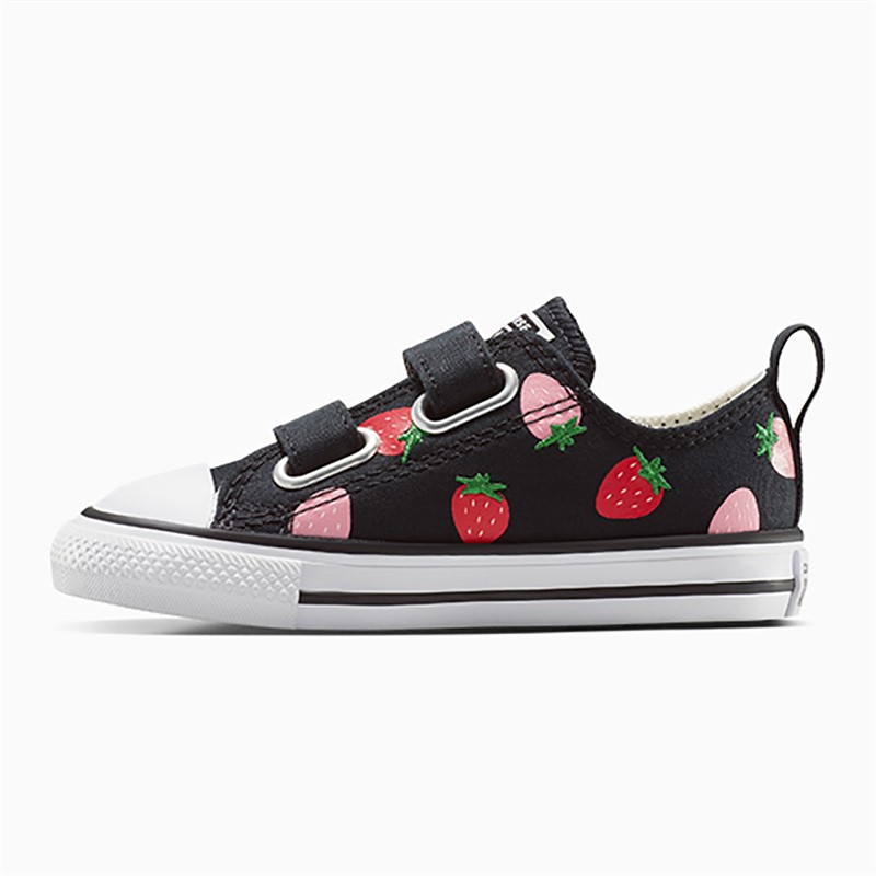 Converse Infant Girls Chuck Taylor All Star Ox Strawberries Easy On Trainers Black/Soft Red/Watermelon Pink