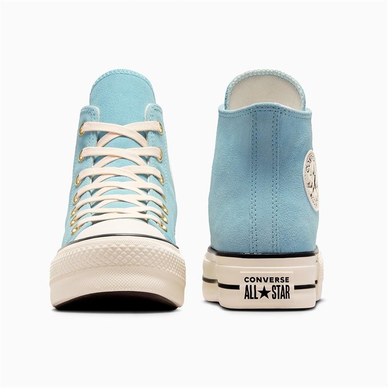 Converse Womens Chuck Taylor All Star Lift Platform Hi Suede Trainers Vernal Pool/Natural Ivory
