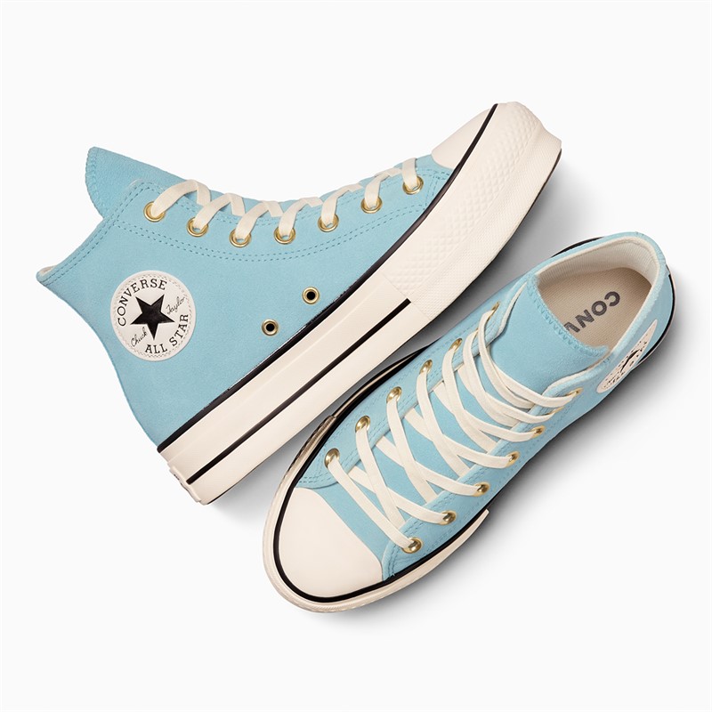 Converse Womens Chuck Taylor All Star Lift Platform Hi Suede Trainers Vernal Pool/Natural Ivory
