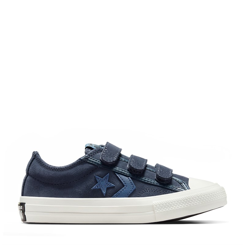 Converse Kids Star Player 76 Ox Suede And Leather Easy On Trainers Midnight Pass/Lakeside Blue