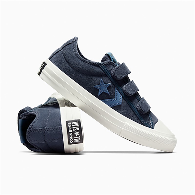 Converse Kids Star Player 76 Ox Suede And Leather Easy On Trainers Midnight Pass/Lakeside Blue