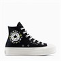 Converse Womens Chuck Taylor All Star Lift Platform Hi Floral Embroidery Trainers Black/Egret/Flamingo Fade