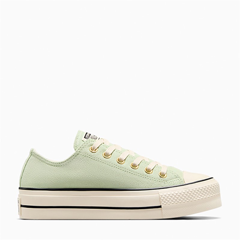 Converse Womens Chuck Taylor All Star Lift Platform Ox Suede Trainers Surplus Mint/Natural Ivory