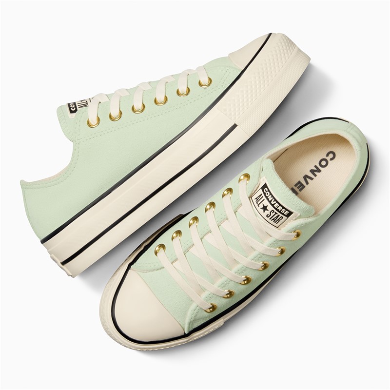 Converse Womens Chuck Taylor All Star Lift Platform Ox Suede Trainers Surplus Mint/Natural Ivory