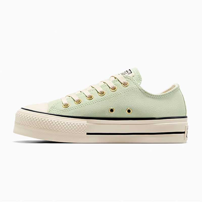 Converse Womens Chuck Taylor All Star Lift Platform Ox Suede Trainers Surplus Mint/Natural Ivory