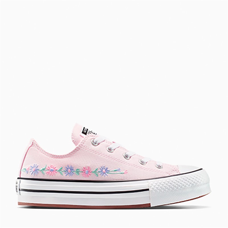 Converse Junior Girls Chuck Taylor All Star Lift Platform Ox Florals Trainers Sugar Berry/White/Black