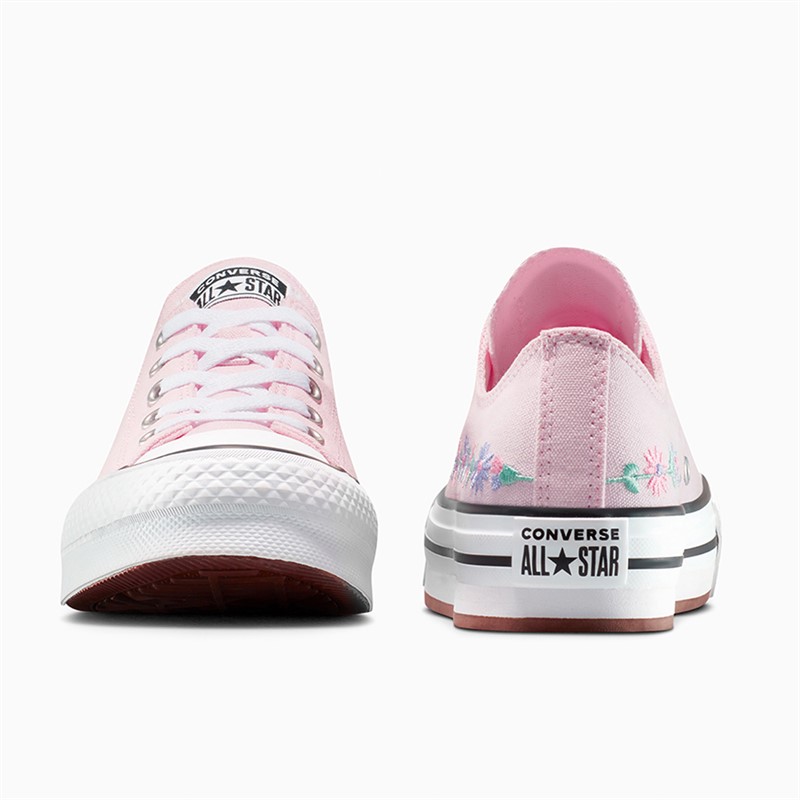 Converse Junior Girls Chuck Taylor All Star Lift Platform Ox Florals Trainers Sugar Berry/White/Black