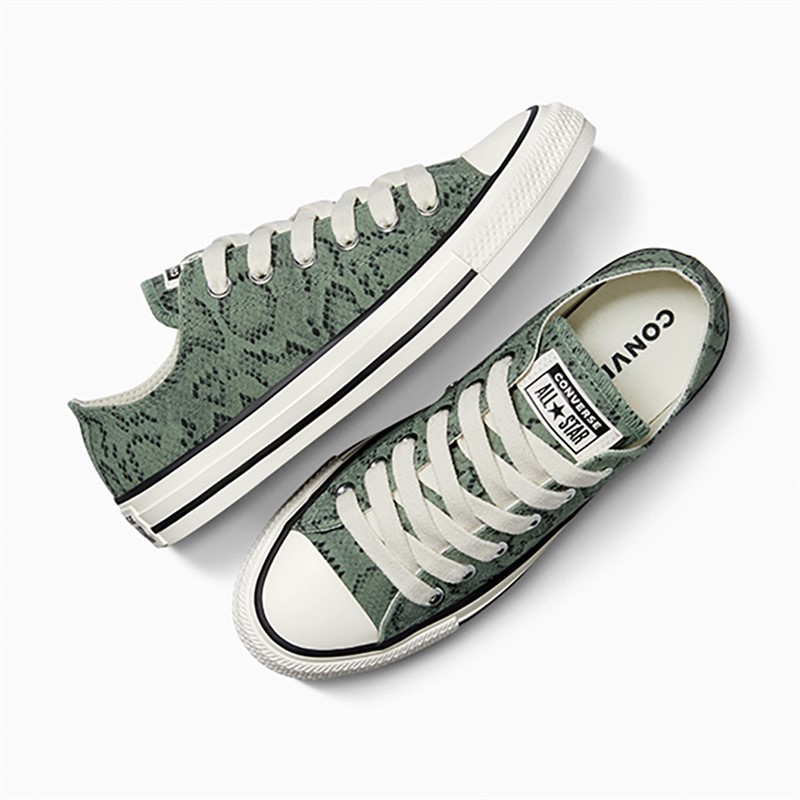 Converse Chuck Taylor All Star Ox Snakeskin Print Trainers Foothill Green/Egret/Black