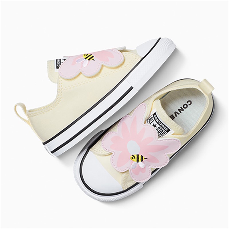 Converse Infant Girls Chuck Taylor All Star Ox Floral Easy On Trainers Egret/Light Jellyfish Jitter
