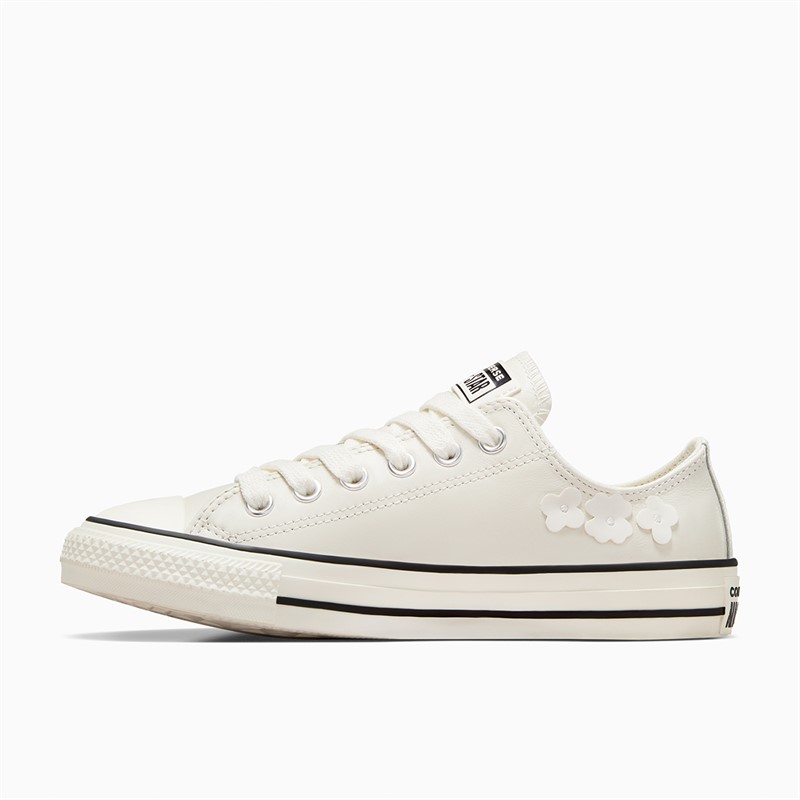 Converse Womens Chuck Taylor All Star Ox Leather 3D Flowers Trainers Vintage White/Egret/Black