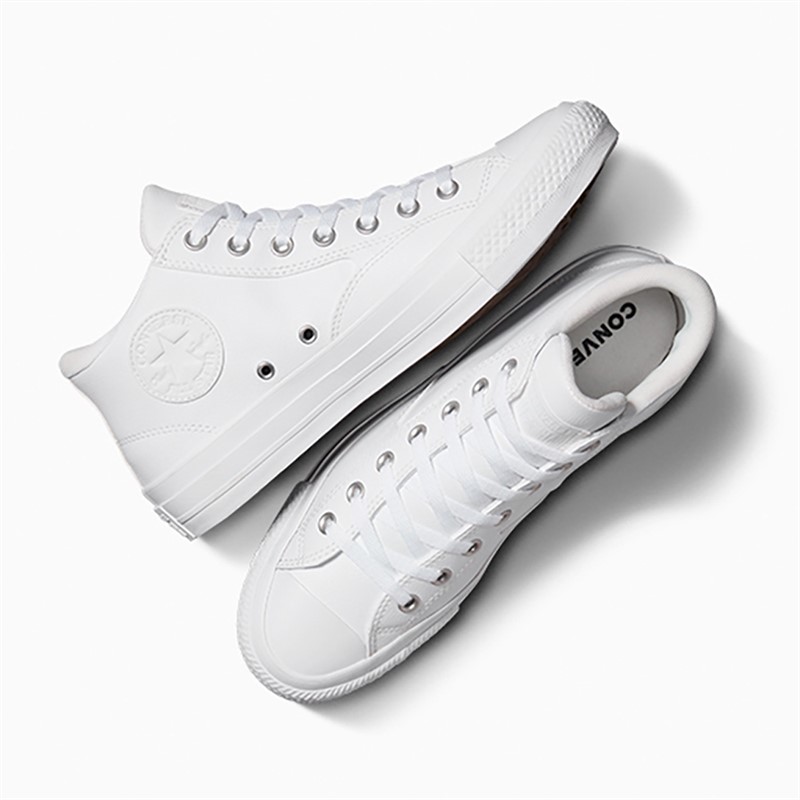 Converse Chuck Taylor All Star Malden Street Mid Faux Leather Trainers White/White/White