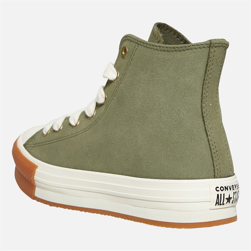 Converse Junior Chuck Taylor All Star Lift Platform Hi Trainers Utility/Egret/Gum Honey