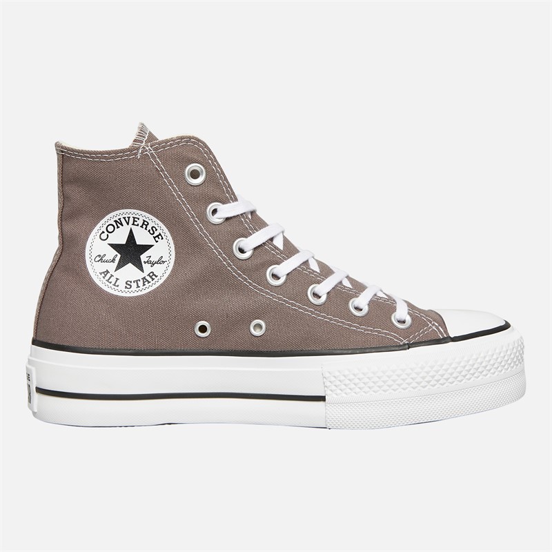 Converse Womens Chuck Taylor All Star Lift Platform Hi Canvas Trainers Pure Pumice/White/Black