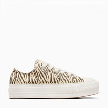 Converse Womens Chuck Taylor All Star Lift Platform Ox Zebra Print Trainers Egret/Egret/Engine Smoke