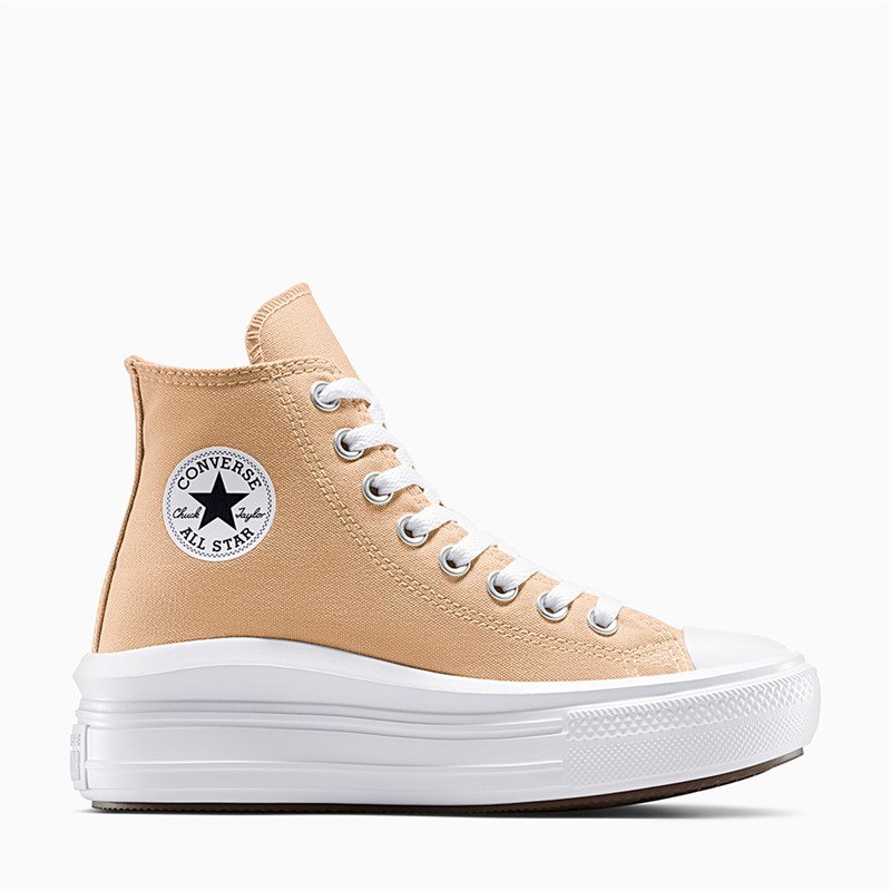 Converse Junior Chuck Taylor All Star Move Hi Trainers Coastal Dune/White - Size 4