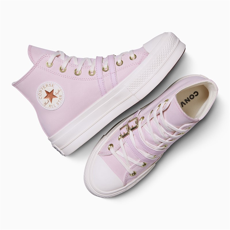 Converse Womens Chuck Taylor All Star Lift Platform Hi Buckle Trainers Summit Pink/Egret/Black