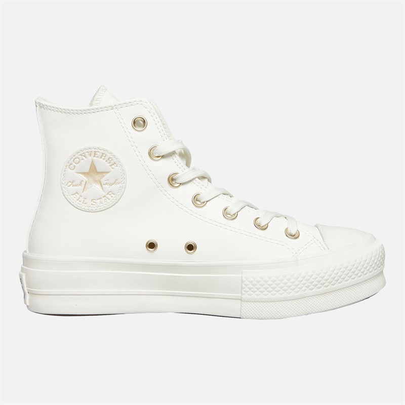 Converse Womens Chuck Taylor All Star Lift Platform Hi Mono Trainers Vintage White/Egret/Gold