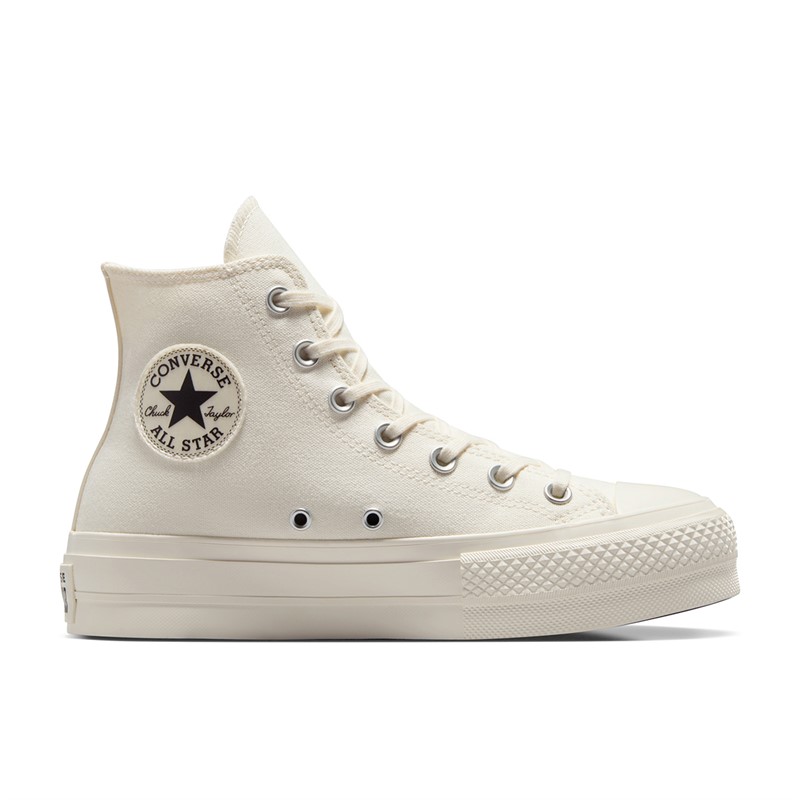 Converse Womens Chuck Taylor All Star Lift Platform Hi Pearls And Studs Trainers Egret/Egret/Black