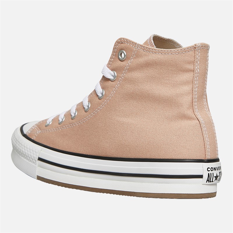 Converse Junior Girls Chuck Taylor All Star Lift Platform Hi Trainers Dusty Cinder/White