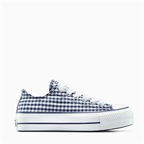 Converse Womens Chuck Taylor All Star Lift Platform Ox Gingham Trainers Obsidian/White/Vintage White
