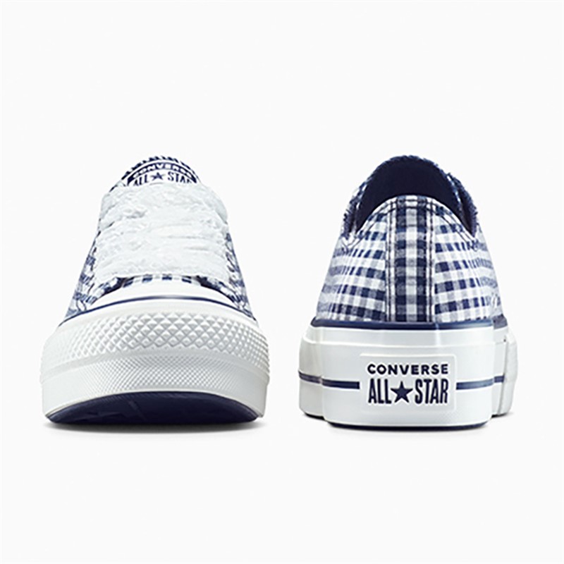 Converse Womens Chuck Taylor All Star Lift Platform Ox Gingham Trainers Obsidian/White/Vintage White