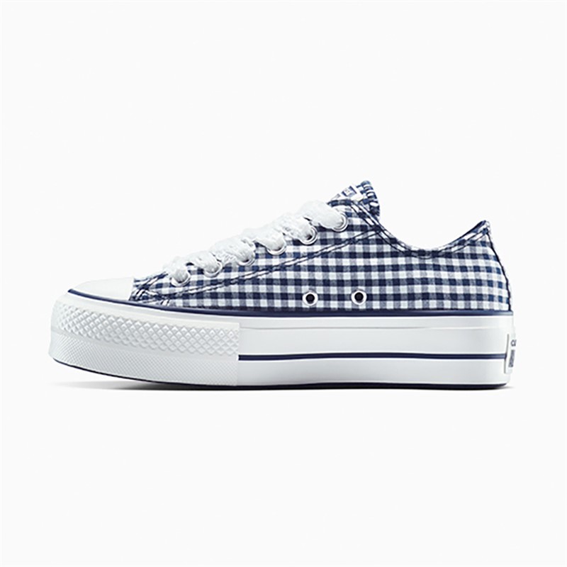 Converse Womens Chuck Taylor All Star Lift Platform Ox Gingham Trainers Obsidian/White/Vintage White