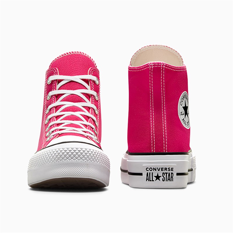 Converse Womens Chuck Taylor All Star Lift Platform Hi Canvas Trainers Cerise Pink/White/Black