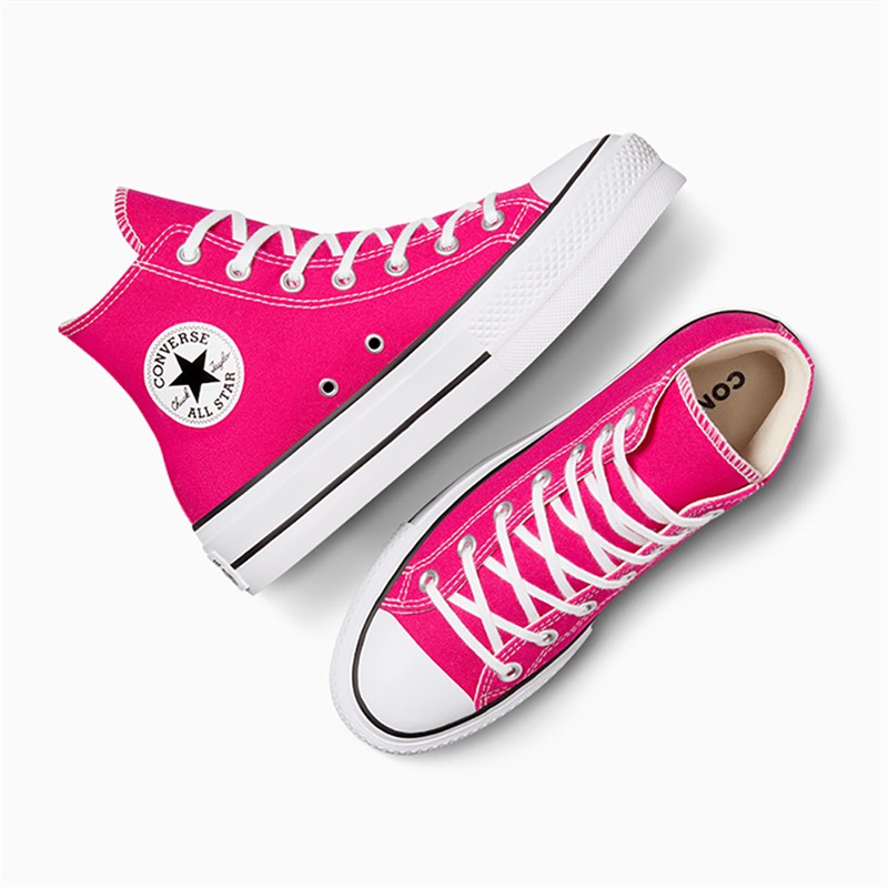 Converse Womens Chuck Taylor All Star Lift Platform Hi Canvas Trainers Cerise Pink/White/Black
