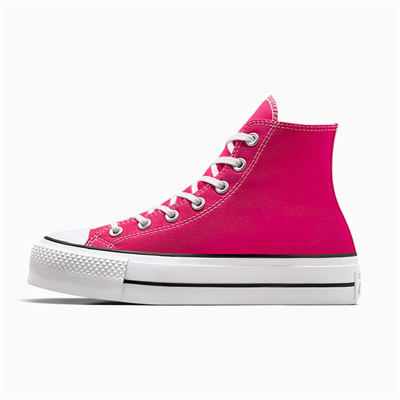 Converse Womens Chuck Taylor All Star Lift Platform Hi Canvas Trainers Cerise Pink/White/Black