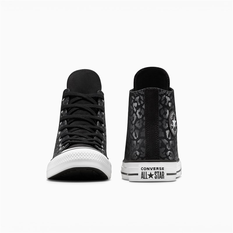 Converse Junior Chuck Taylor All Star Hi Dark Cheetah Print Trainers Dark Matter/Black