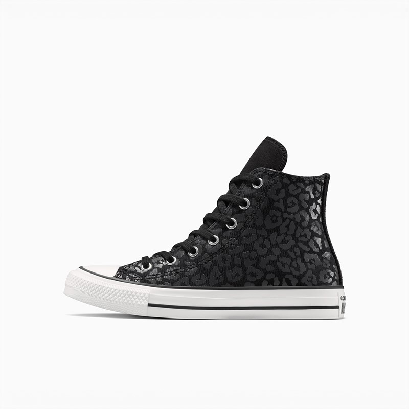 Converse Junior Chuck Taylor All Star Hi Dark Cheetah Print Trainers Dark Matter/Black