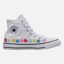 Converse Junior Chuck Taylor All Star Hi Floral Trainers White/Oops Pink/True Sky