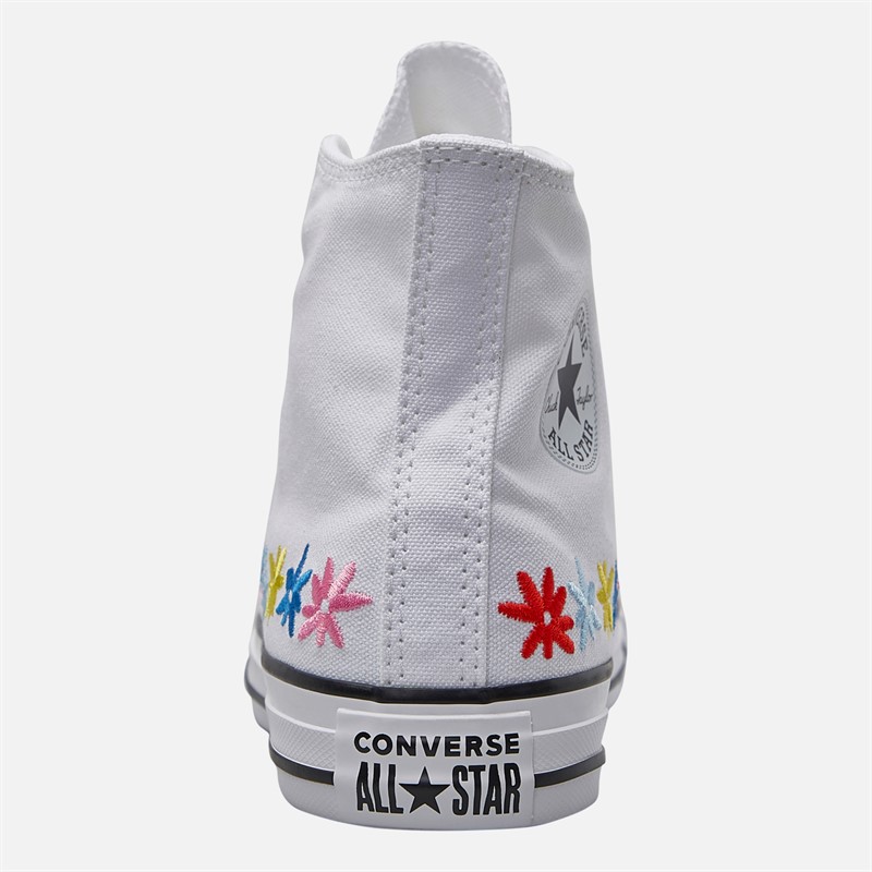 Converse Junior Chuck Taylor All Star Hi Floral Trainers White/Oops Pink/True Sky