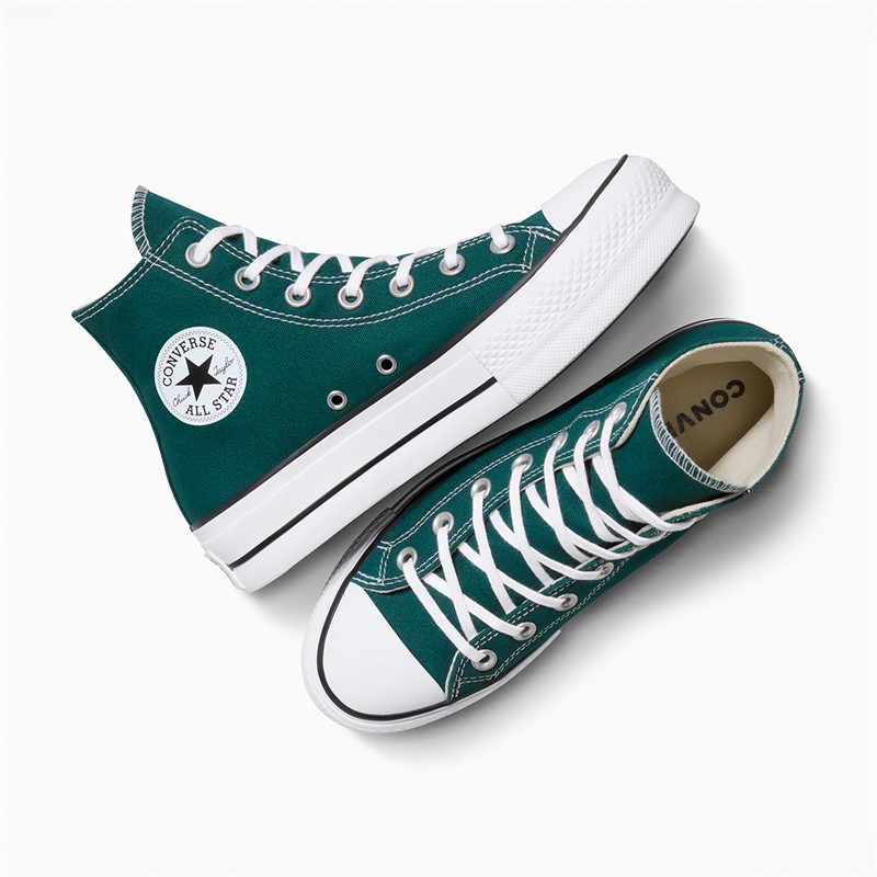 Converse Womens Chuck Taylor All Star Hi Lift Platform Trainers Darkly Jaded/White/Black