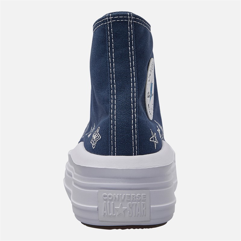 Converse Junior Chuck Taylor All Star Move Platform Doodle Stars Trainers Navy/Navy/White