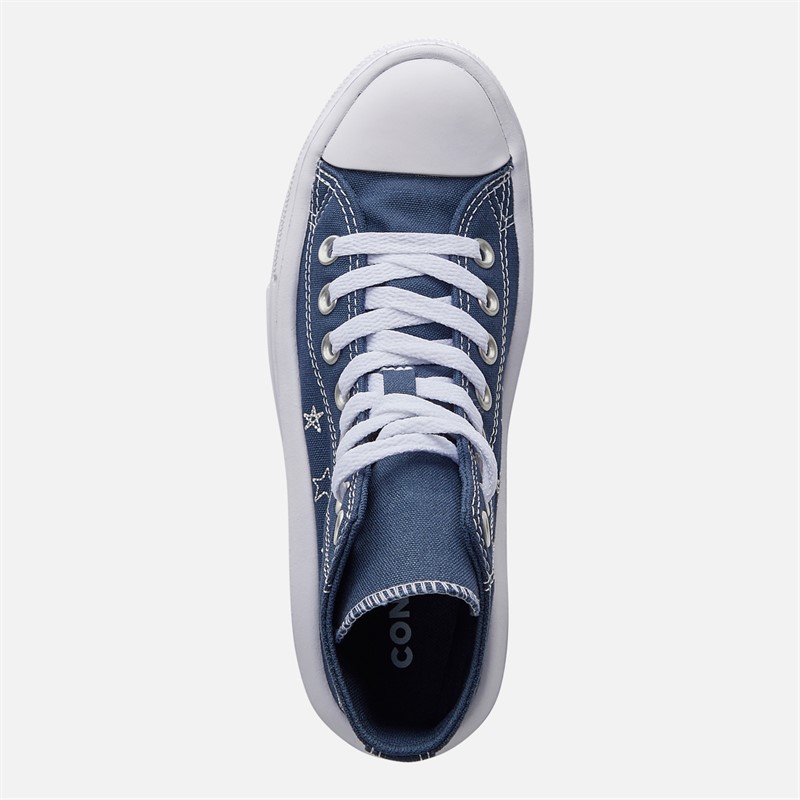 Converse Junior Chuck Taylor All Star Move Platform Doodle Stars Trainers Navy/Navy/White