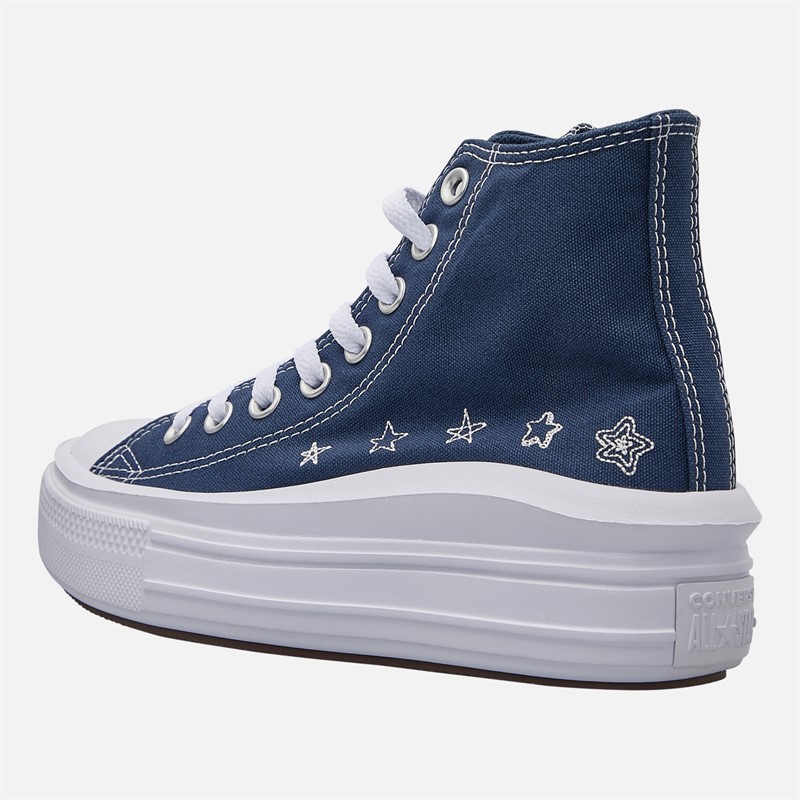 Converse Junior Chuck Taylor All Star Move Platform Doodle Stars Trainers Navy/Navy/White