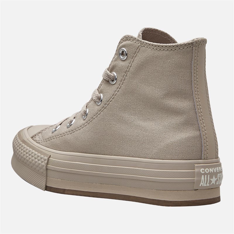 Converse Kids Chuck Taylor All Star Hi Eva Lift Platform Monochrome Trainers Papyrus/Papyrus/Papyrus