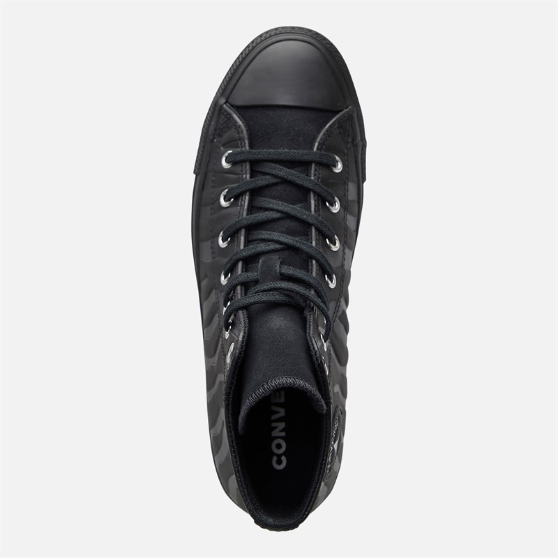 Converse Junior Chuck Taylor All Star Hi Dark Zebra Print Trainers Black/Black/Silver