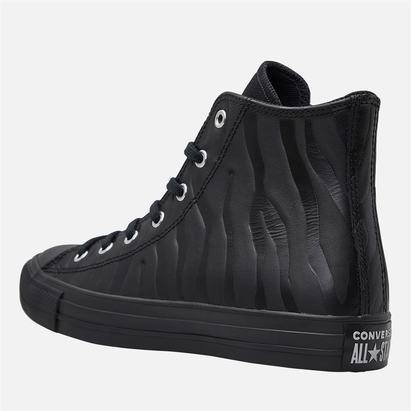 Converse Junior Chuck Taylor All Star Hi Dark Zebra Print Trainers Black/Black/Silver