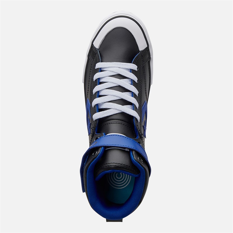 Converse Junior Pro Blaze Strap Leather Trainers Black/Blue/White