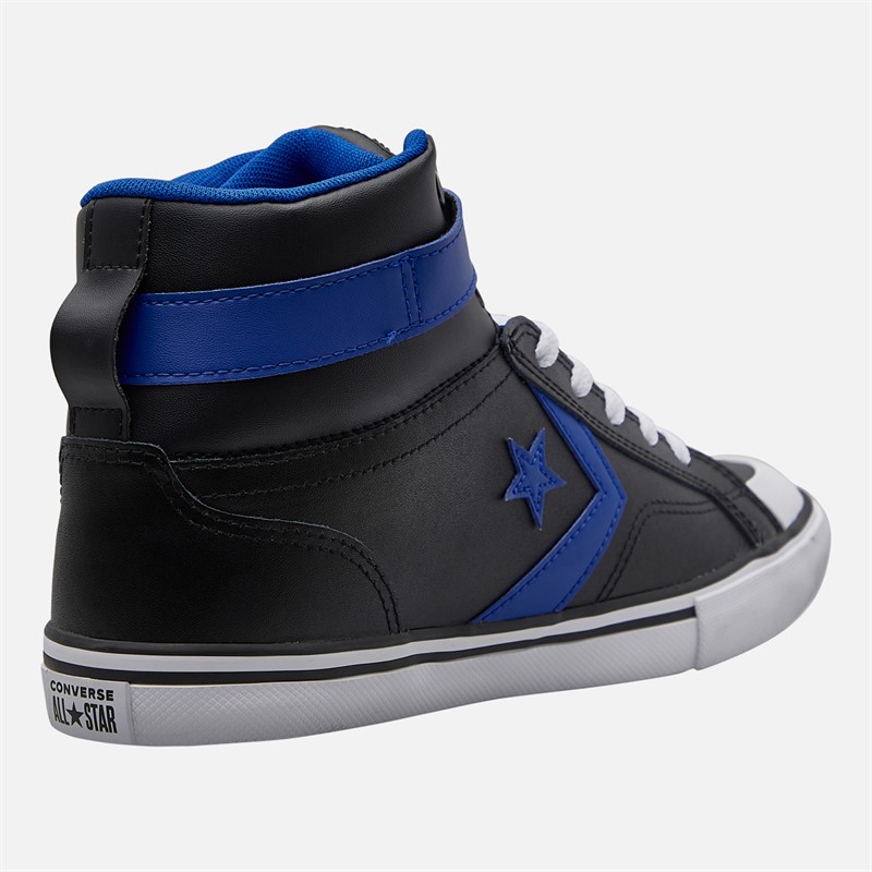 Converse Junior Pro Blaze Strap Leather Trainers Black/Blue/White