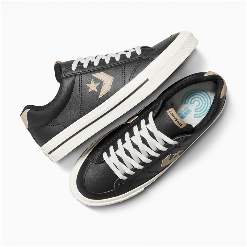 Converse Mens Sport Casual Faux Leather Trainers Black/Vintage Cargo