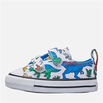 Converse Infant Chuck Taylor All Star Dino Party Easy On Trainers White/Totally Blue/Enamel Red
