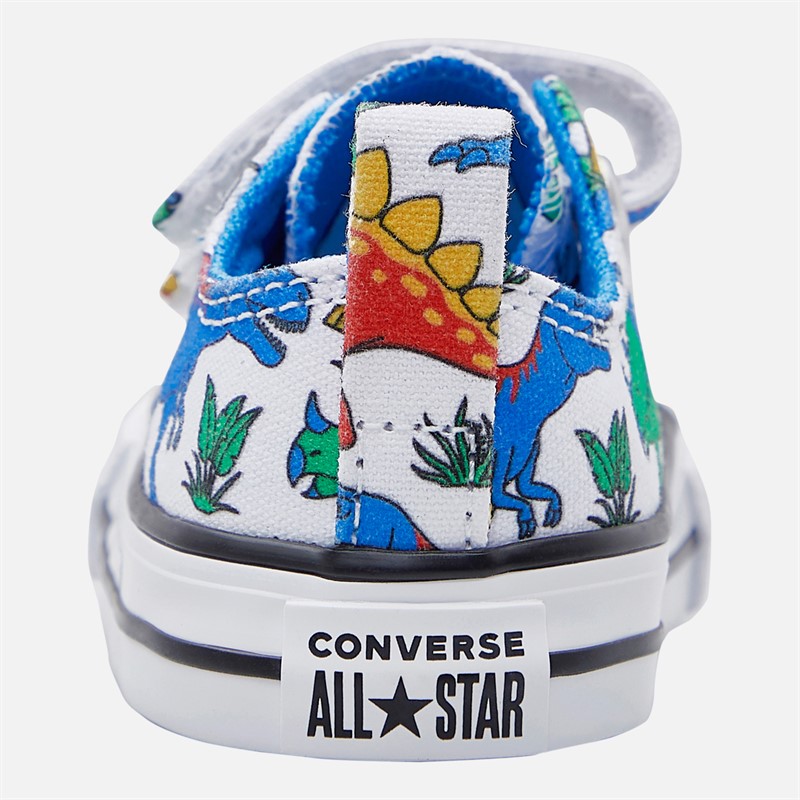 Converse Infant Chuck Taylor All Star Dino Party Easy On Trainers White/Totally Blue/Enamel Red
